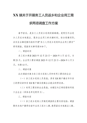XX镇关于开展务工人员返乡和企业用工需求两项调查工作方案.docx