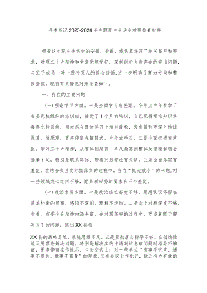 县委书记2023-2024年专题民主生活会对照检查材料.docx