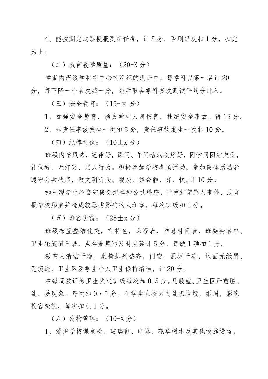 XX小学文明班级评比细则.docx_第2页