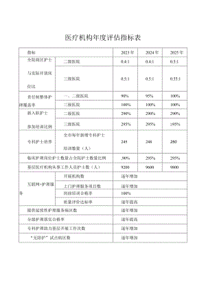 医疗机构护理年度评估指标表.docx