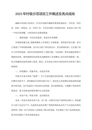 2023年村级示范项目工作概述及亮点成效.docx