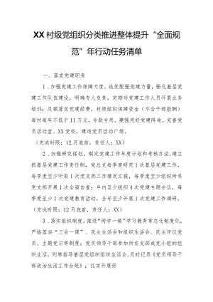 小XX村级党组织分类推进整体提升“全面规范”年行动任务清单.docx