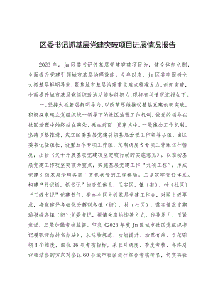 区委书记抓基层党建突破项目进展情况报告.docx