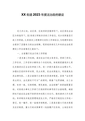 XX街道2023年度法治政府建设自查报告.docx