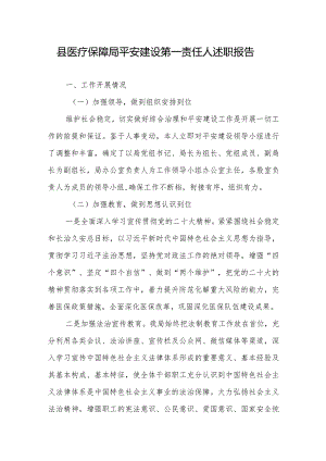 县医疗保障局平安建设第一责任人述职报告.docx