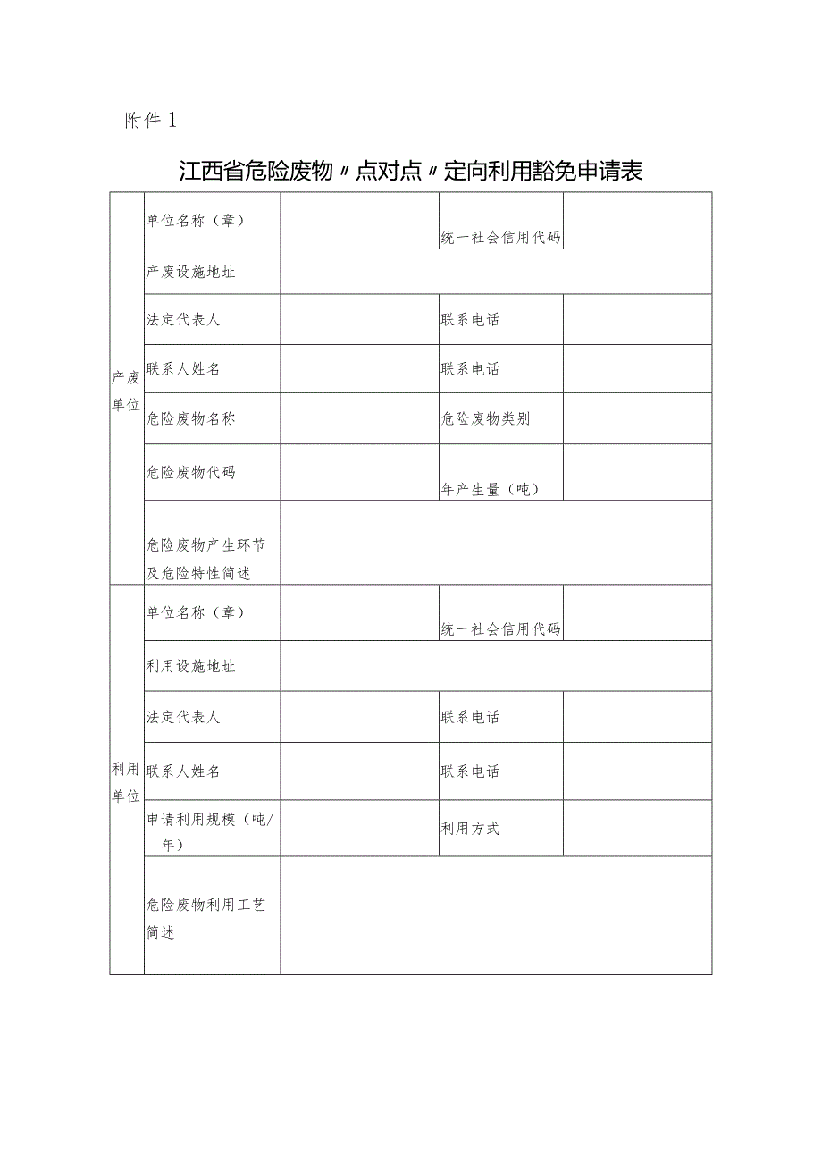 江西危险废物“点对点”定向利用豁免方案编制大纲.docx_第1页