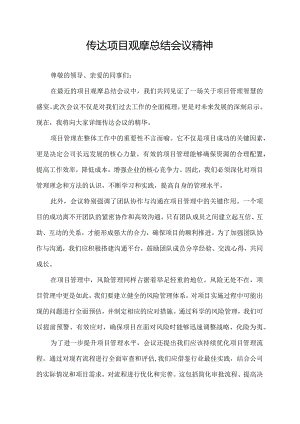 传达项目观摩总结会议精神.docx