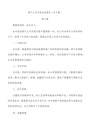 燃气公司年度总结报告（共3篇）.docx