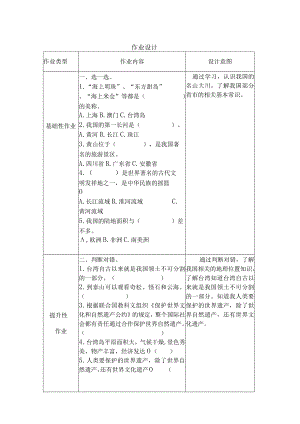 小学道德与法治《我们的国土》作业设计.docx
