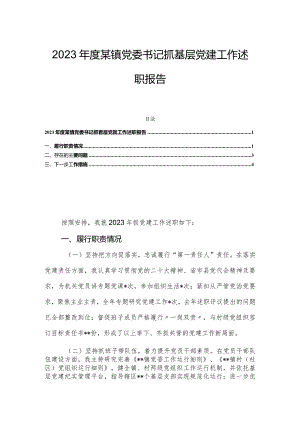 2023年度某镇党委书记抓基层党建工作述职报告.docx