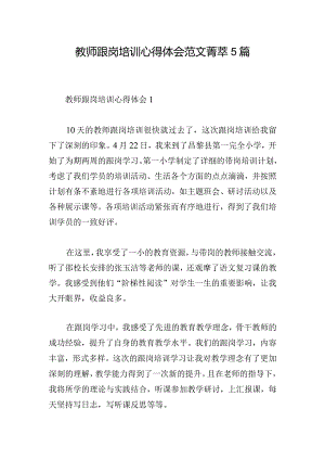 教师跟岗培训心得体会范文菁萃5篇.docx