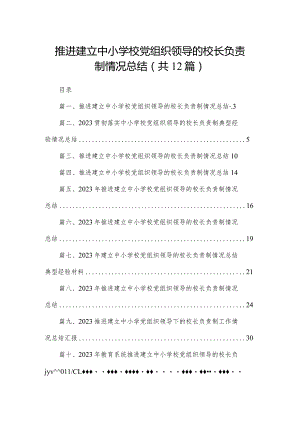推进建立中小学校党组织领导的校长负责制情况总结12篇（精编版）.docx