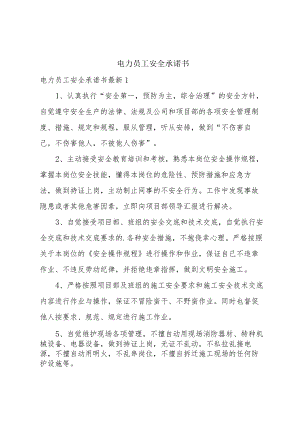 电力员工安全承诺书.docx