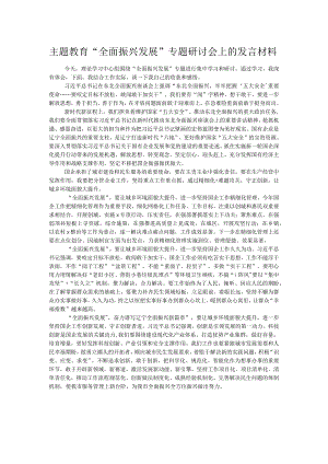 主题教育“全面振兴发展”专题研讨会上的发言材料.docx