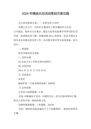 2024年精选元旦活动策划方案五篇.docx