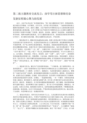 第二批主题教育交流发言：深学笃行新思想 踔厉奋发新征程 凝心聚力助发展.docx