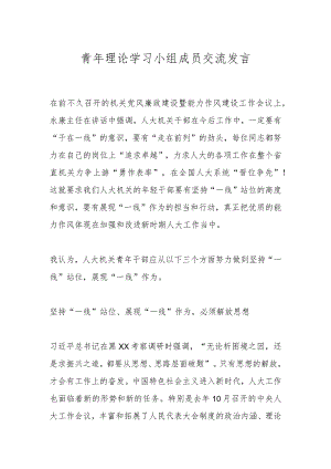 青年理论学习小组成员交流发言.docx