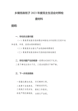乡镇党政班子聚焦贯彻落实党的理论和路线方针政策以及党中央和省委、市委、县委决策部署情况、聚焦落实全面从严治党战略部署情况、聚焦贯.docx