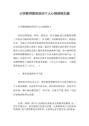 小学教师跟岗培训个人心得感悟五篇.docx