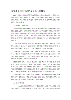 2023年党建工作总结及明年工作打算.docx