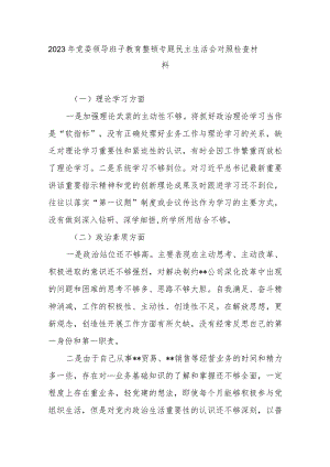 2023年党委领导班子教育整顿专题民主生活会对照检查材料.docx