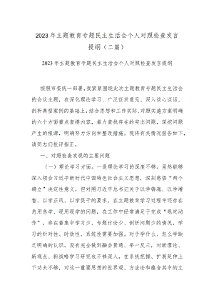 2023年主题教育专题民主生活会个人对照检查发言提纲(二篇).docx