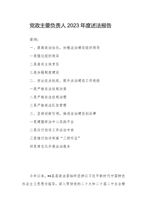 党政主要负责人2023年度述法报告.docx