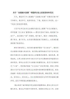 关于“全面振兴发展”专题研讨会上的发言材料范文.docx