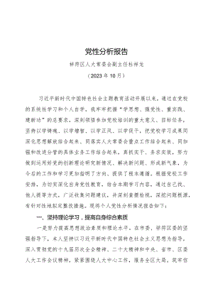 党性分析报告（祥符区人大常委会副主任—杜祥龙）.docx