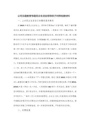 公司主题教育专题民主生活会领导班子对照检查材料.docx