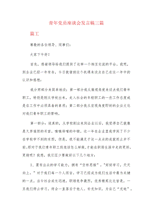 青年党员座谈会发言稿三篇.docx