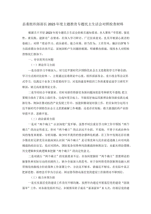 县委组织部部长2023年度主题教育专题民主生活会对照检查材料.docx