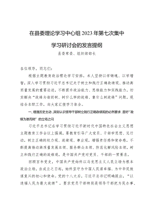 在县委理论学习中心组2023年第七次集中学习研讨会的发言树牢正确政绩观.docx