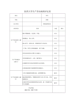 医药大学生产劳动成绩评定表.docx