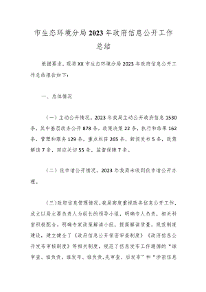 市生态环境分局2023年政府信息公开工作总结.docx