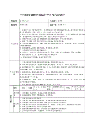 市妇幼保健院急诊科护士长岗位说明书.docx