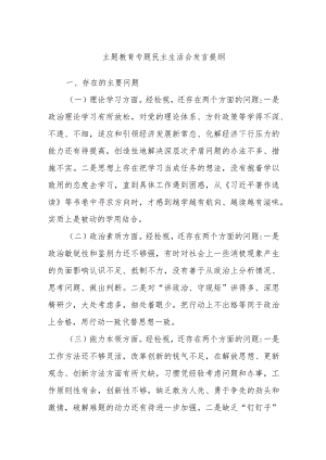 主题教育专题民主生活会发言提纲.docx