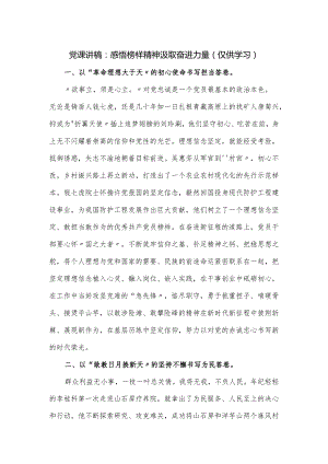 党课讲稿：感悟榜样精神汲取奋进力量（榜样8）.docx