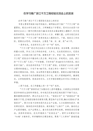 在学习推广浙江千万工程经验交流会上的发言.docx