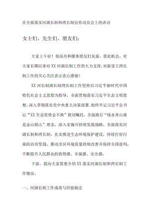 在全面落实河湖长制和湾长制宣传动员会上的讲话.docx