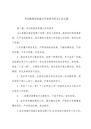 书记抓基层党建公开承诺书范文汇总五篇.docx