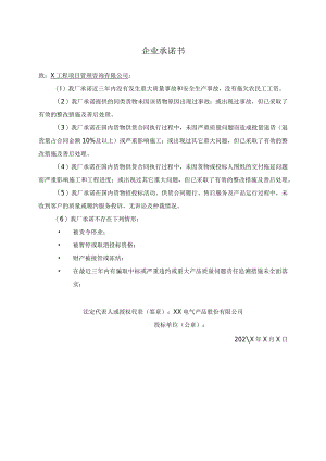 企业承诺书（2023年XX电气产品股份有限公司）.docx