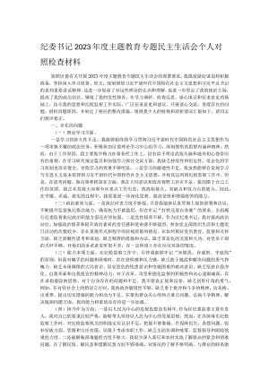 纪委书记2023年度主题教育专题民主生活会个人对照检查材料.docx