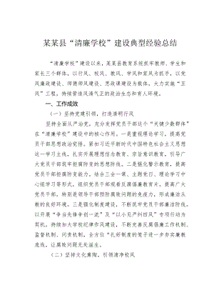 某某县“清廉学校”建设典型经验总结.docx