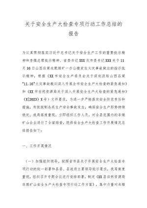 关于安全生产大检查专项行动工作总结的报告.docx
