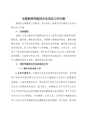 主题教育专题民主生活会工作方案.docx