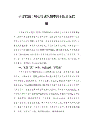 研讨发言：凝心铸魂筑根本+实干担当促发展.docx