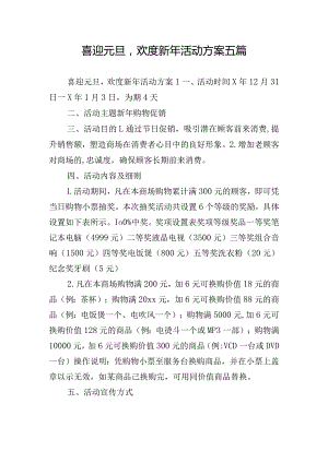 喜迎元旦欢度新年活动方案五篇.docx