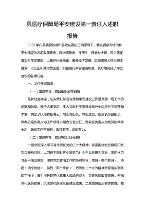 县医疗保障局平安建设第一责任人述职报告.docx