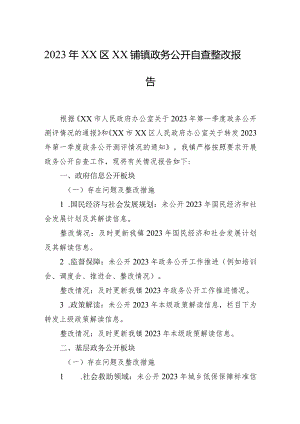 2023年XX区XX铺镇政务公开自查整改报告.docx